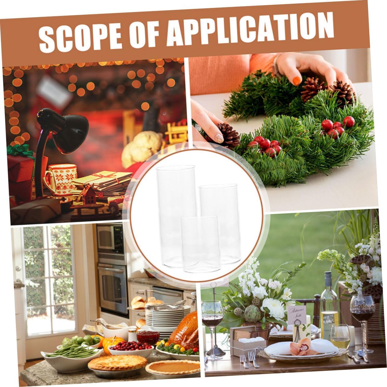 Happyyami 3Pcs Cylinder Candle Covers for Home Wedding Decor
