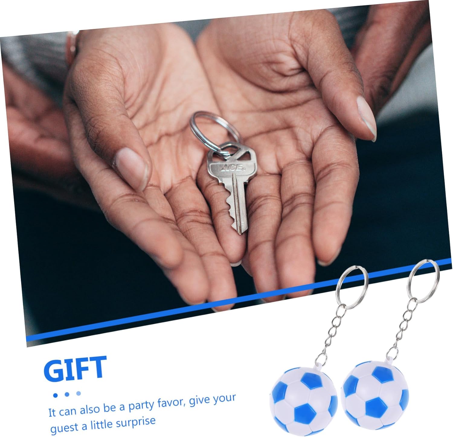 2PCS Soccer Ball Keychain Party Favors for School Carnival Birthday Celebrations