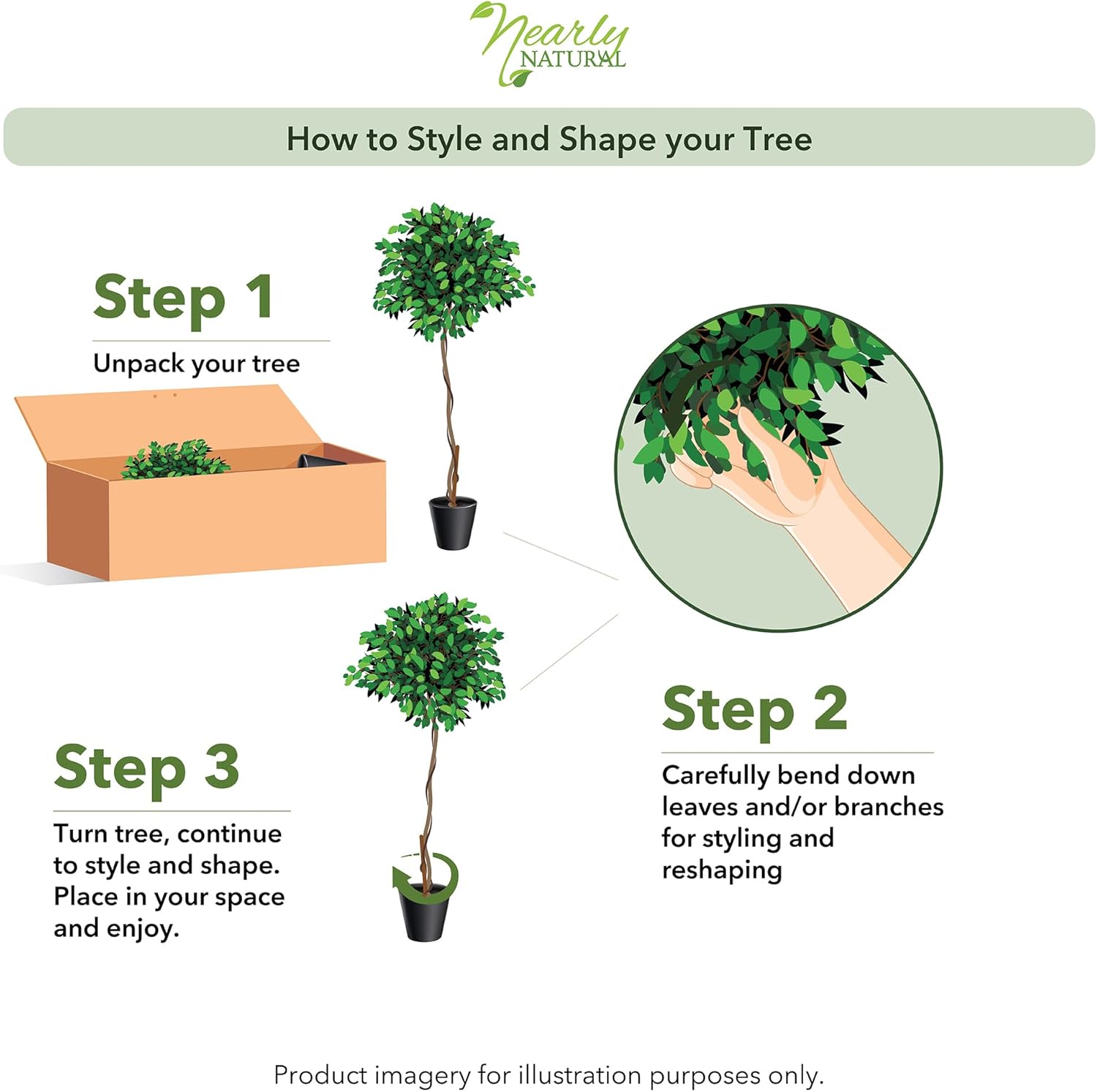 Nearly Natural 4ft Triple Trunk Artificial Ficus Tree