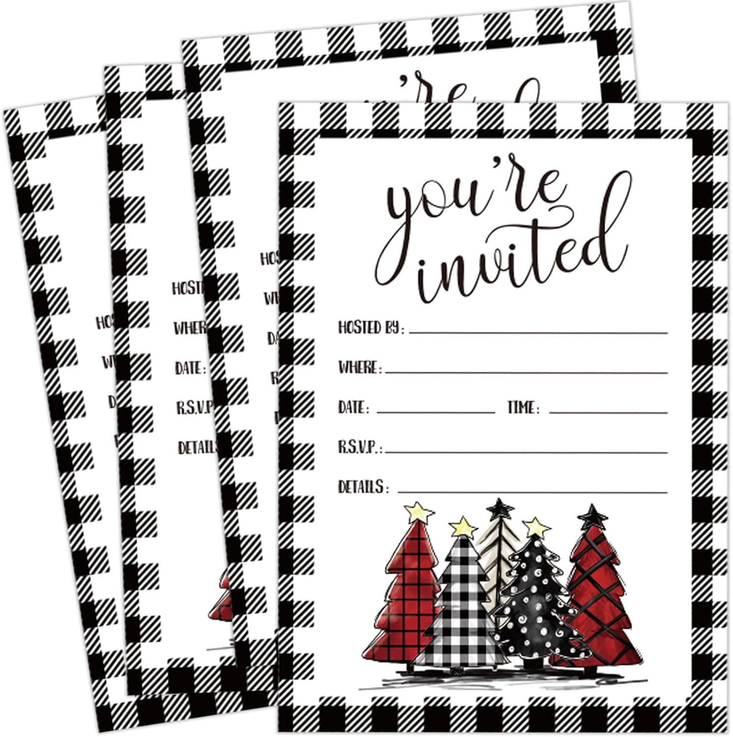 Whaline 25Pcs Christmas Party Invitations with Envelopes
