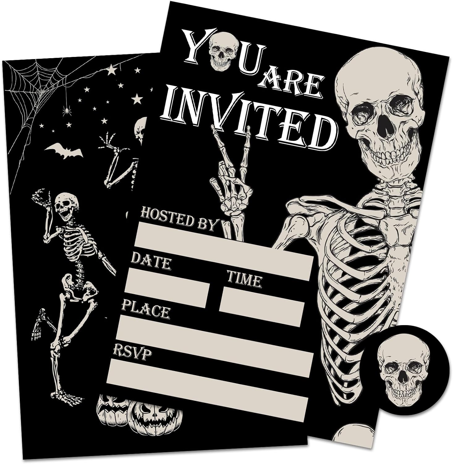 Whaline 25 Piece Halloween Invitation Set with Envelopes and Stickers
