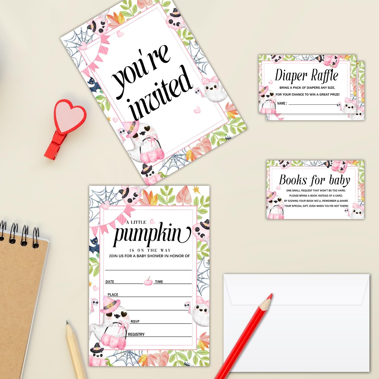 Zgogy Halloween Baby Shower Invitations Set 10