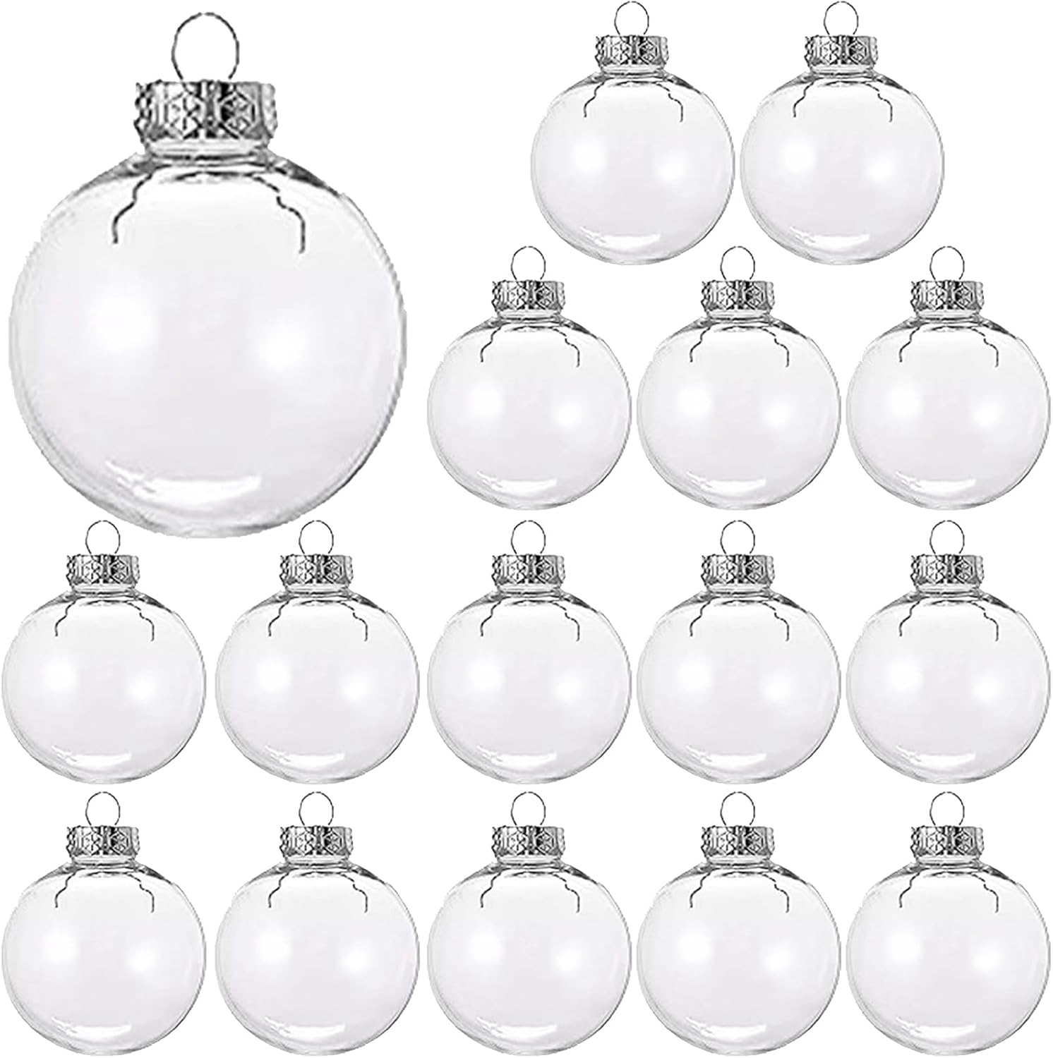 15 Pcs Clear Fillable Christmas Ornaments