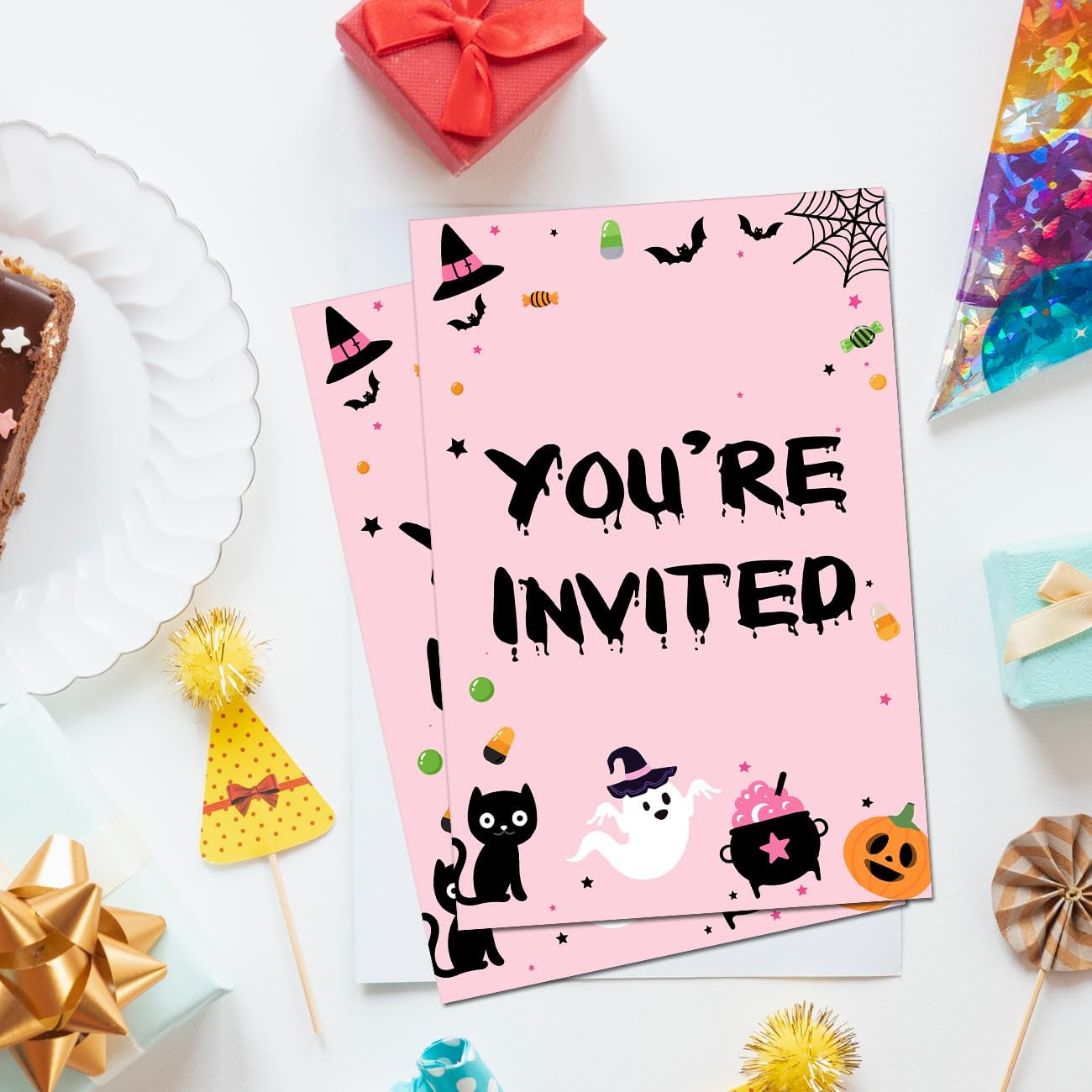 Pink Halloween Party Invitations Set of 20