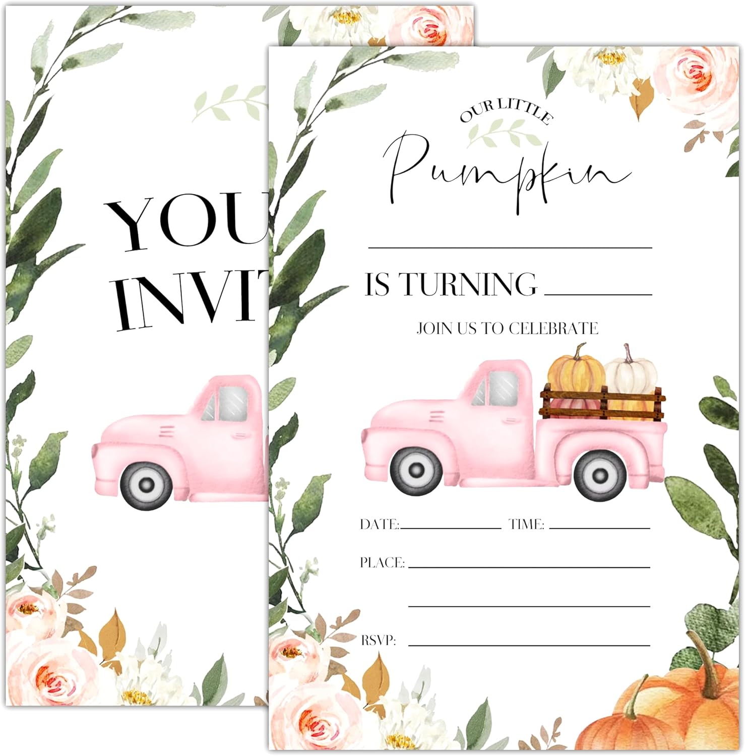 Pumpkin Party Invitations Halloween Birthday Decorations 4x6 Inch