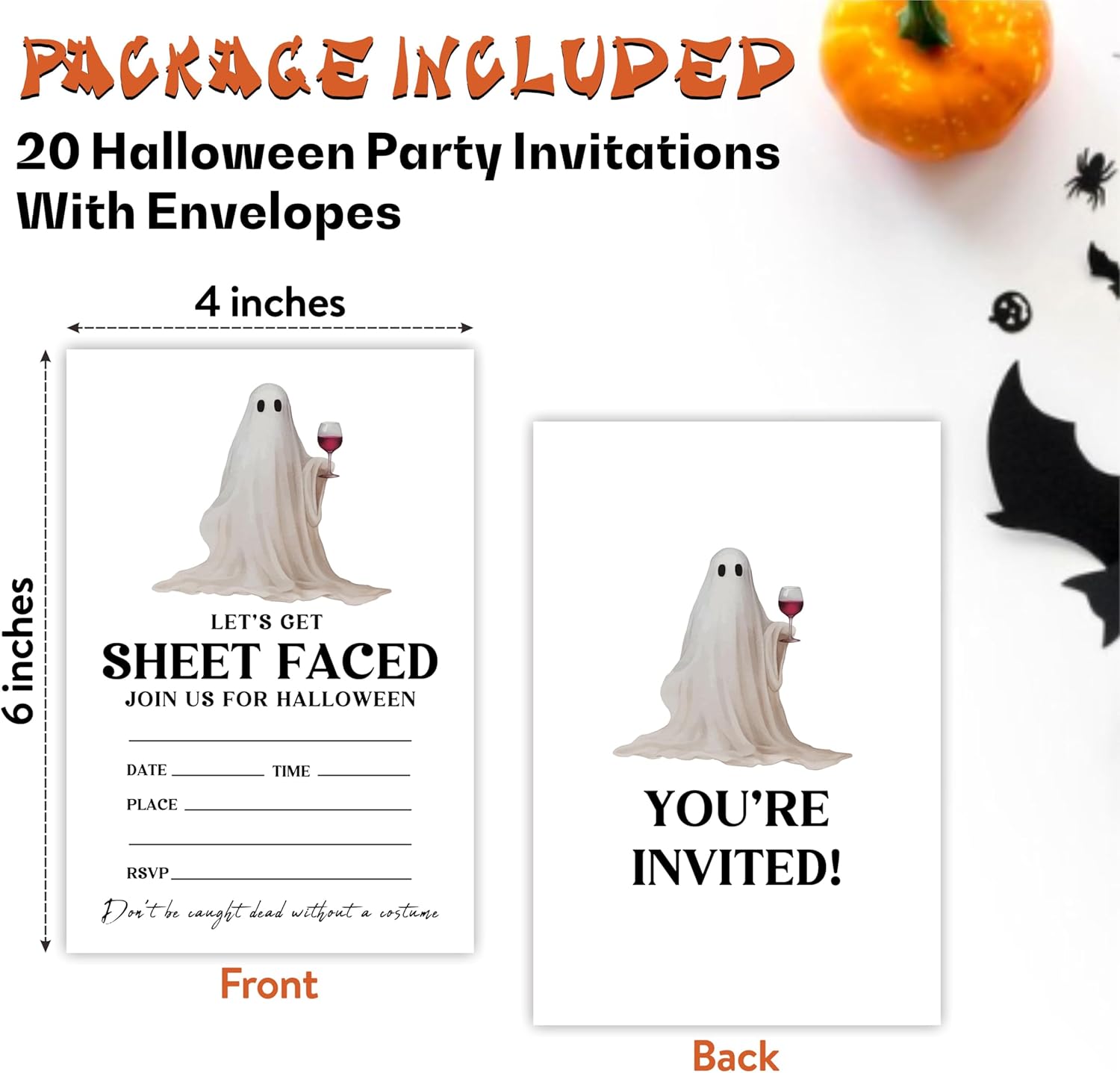 EXW Halloween Party Invitations With Envelopes - 20 Set