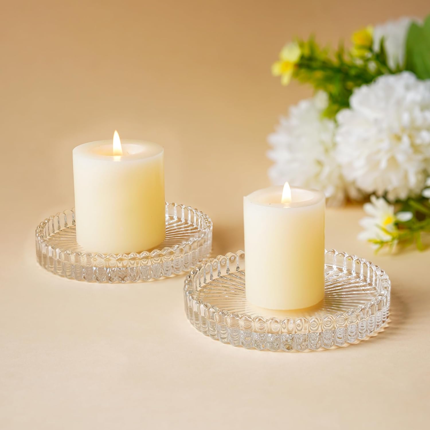 Kanpura 4 Inch Glass Candle Holder Set of 2