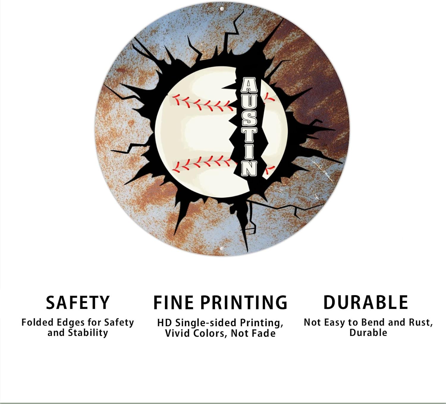 Burst Ball Baseball Welcome Door Sign Metal Wall Art