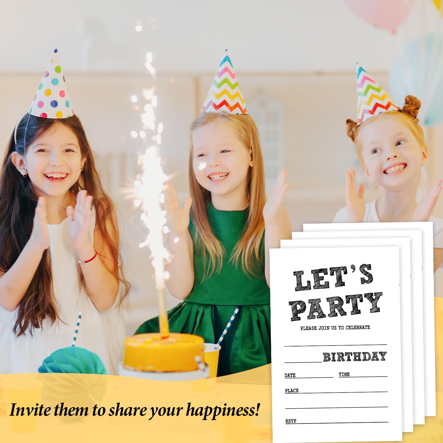 Lets Party Birthday Invitations with Envelopes 20 Set