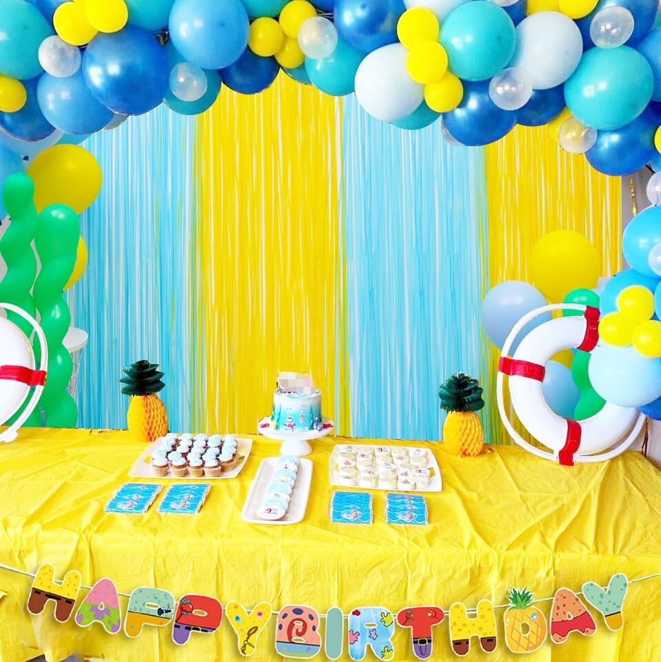 Sponge Birthday Party Decorations 2 Pack Foil Fringe Curtains
