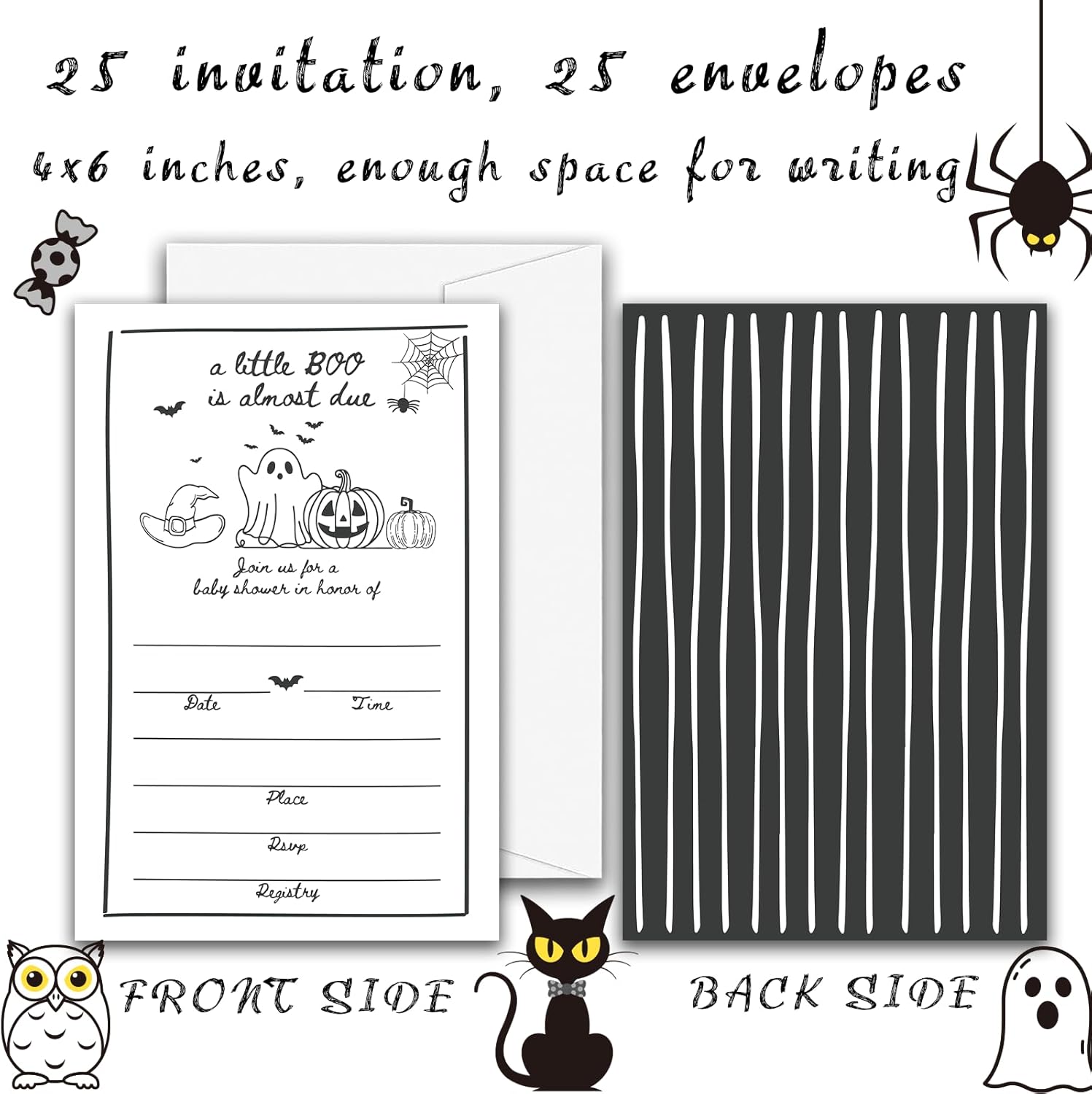 Halloween Baby Shower Invites 25 Double Sided with Envelopes