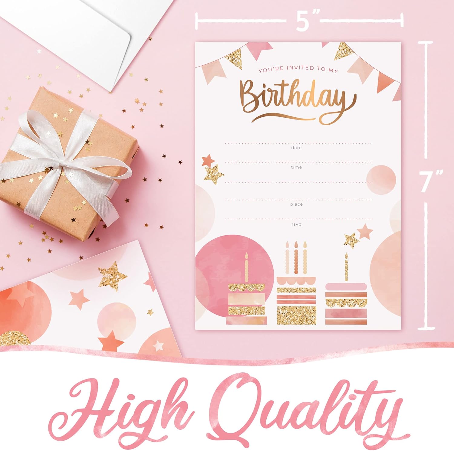 30 Pack Birthday Invitations with Envelopes