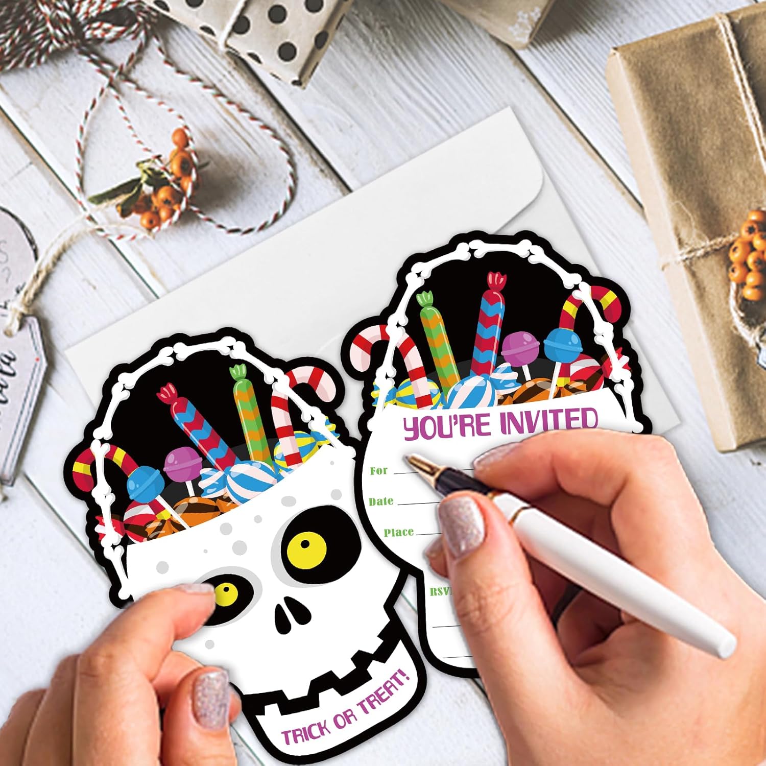 REWIDPARTY Halloween Party Invitations Set of 15