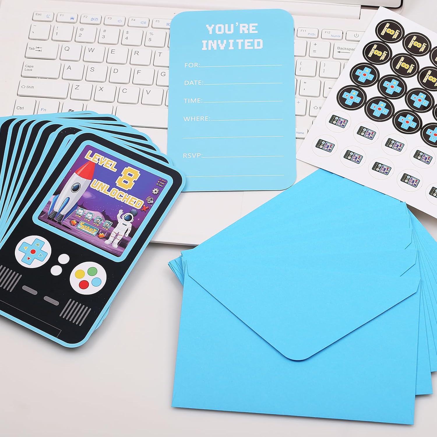 30 Pack Video Game Birthday Invitations for Boys