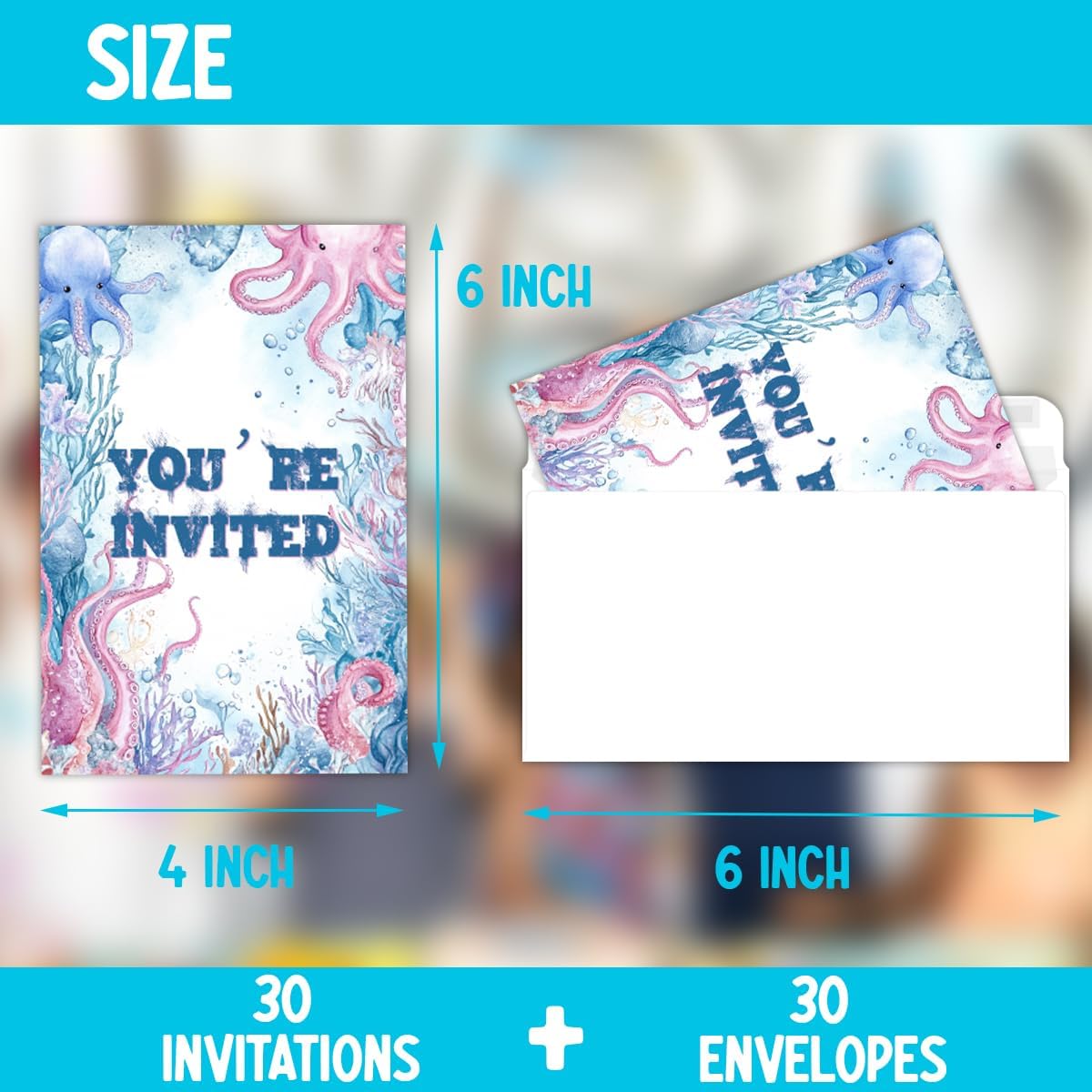 Under the Sea Octopus Birthday Party Invitations