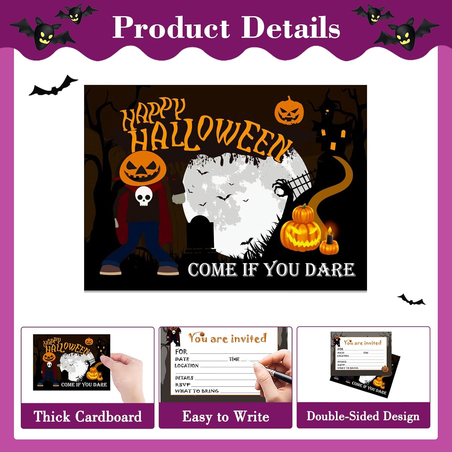 SICOHOME Halloween Party Invitation Set 12pcs