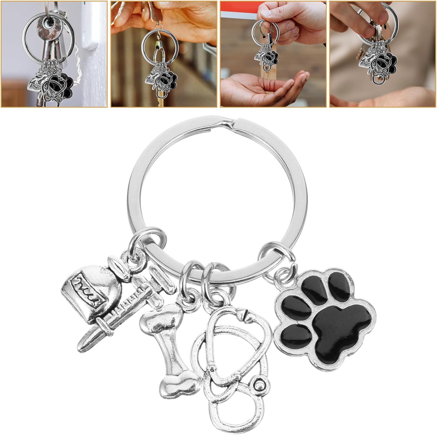 Adorable Dog Paw Keychain Charm for Keys Bags Backpacks