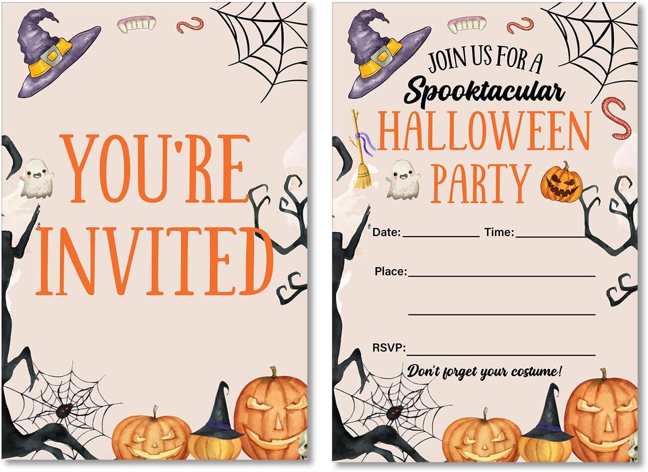 Spooky Halloween Invitations with Envelopes Set of 20