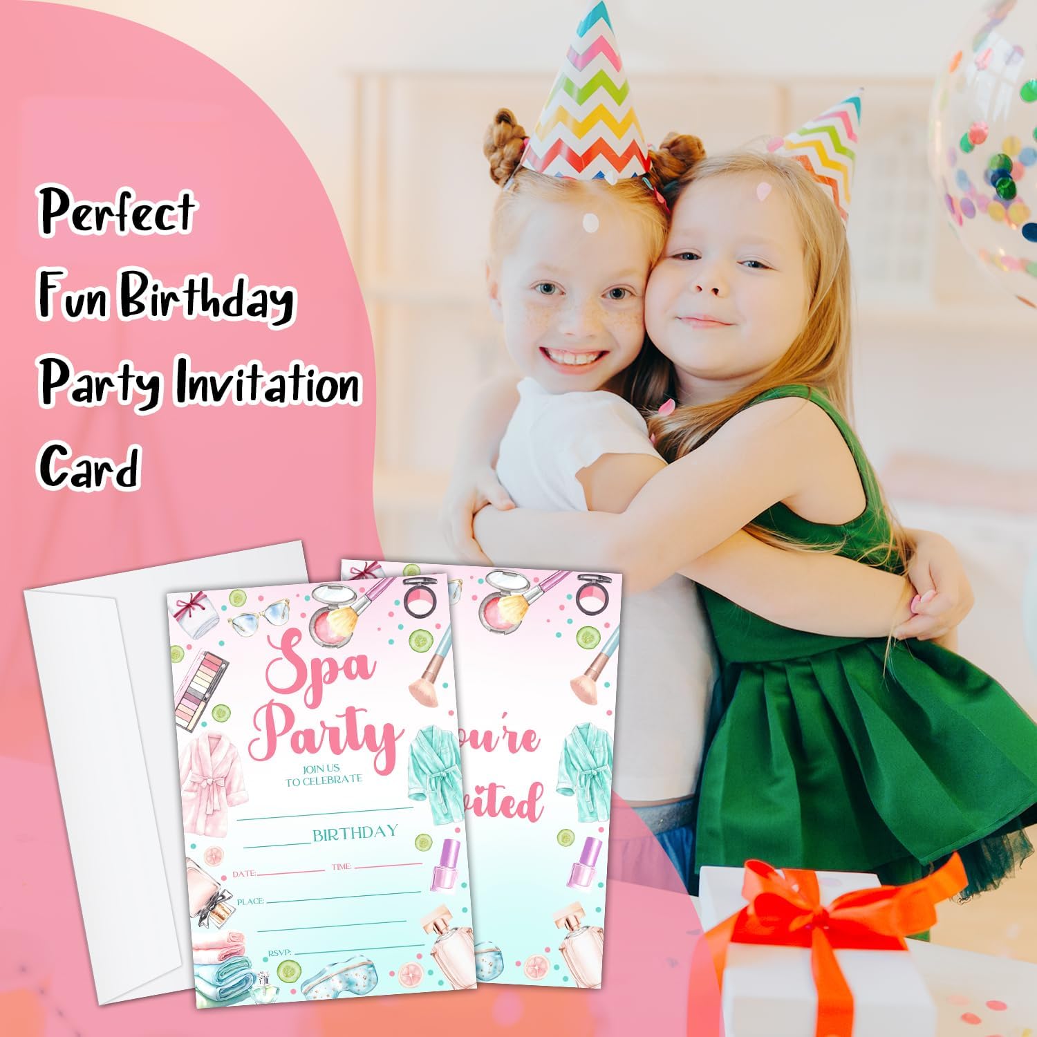 Spa Birthday Party Invites for Women Girls with Envelopes