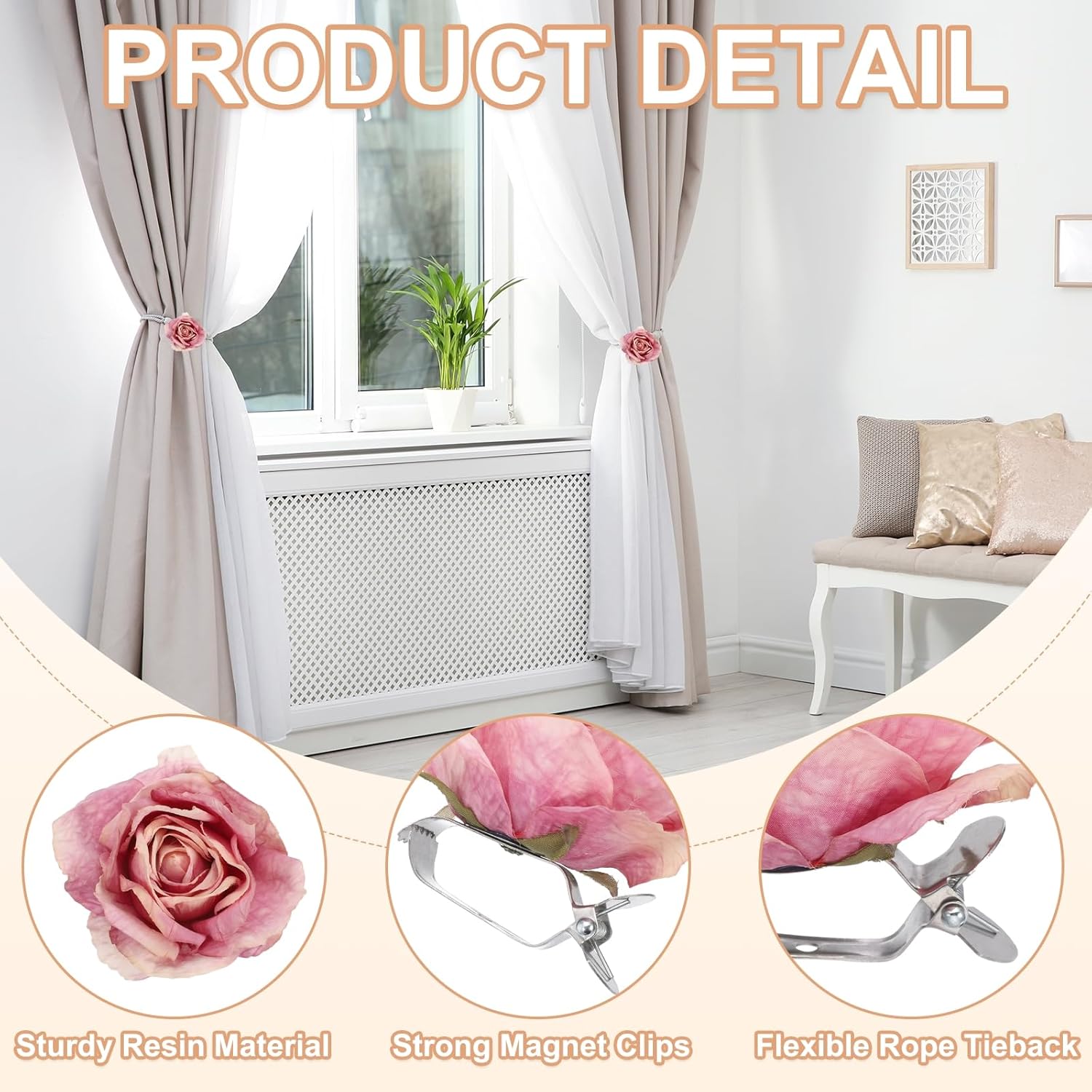 PATIKIL Gradient Purple Flower Curtain Tiebacks 2 Pcs