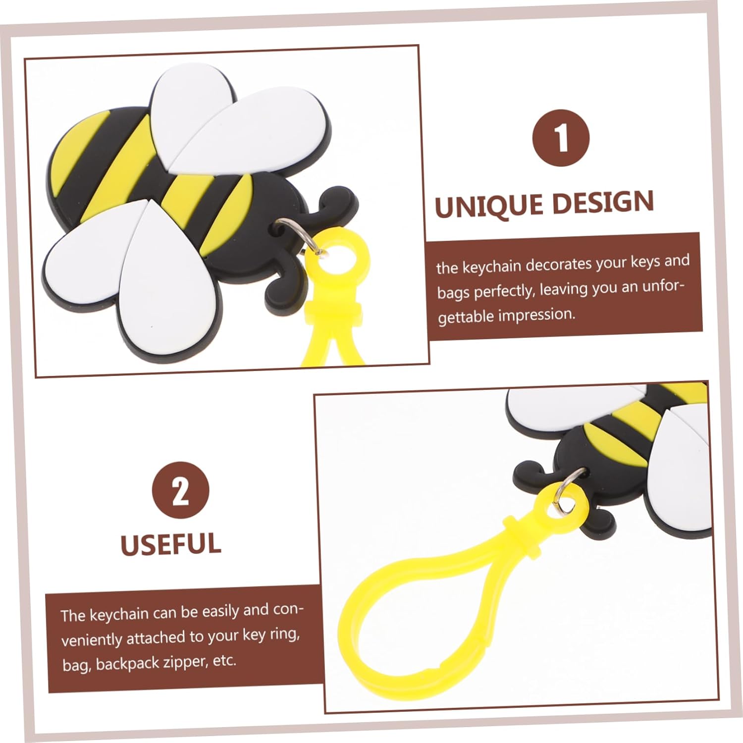 FAVOMOTO 12pcs Cute Bee Charm Keychain Pack for Women