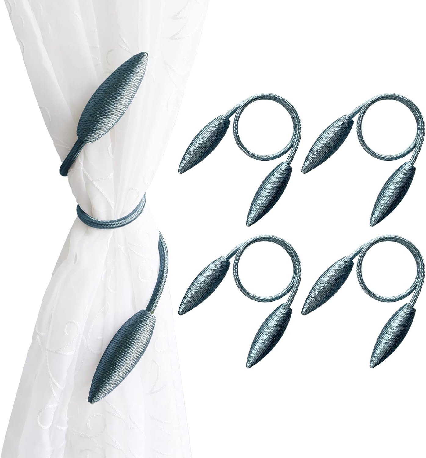 Valea Home 4 Piece Curtain Tiebacks in Teal