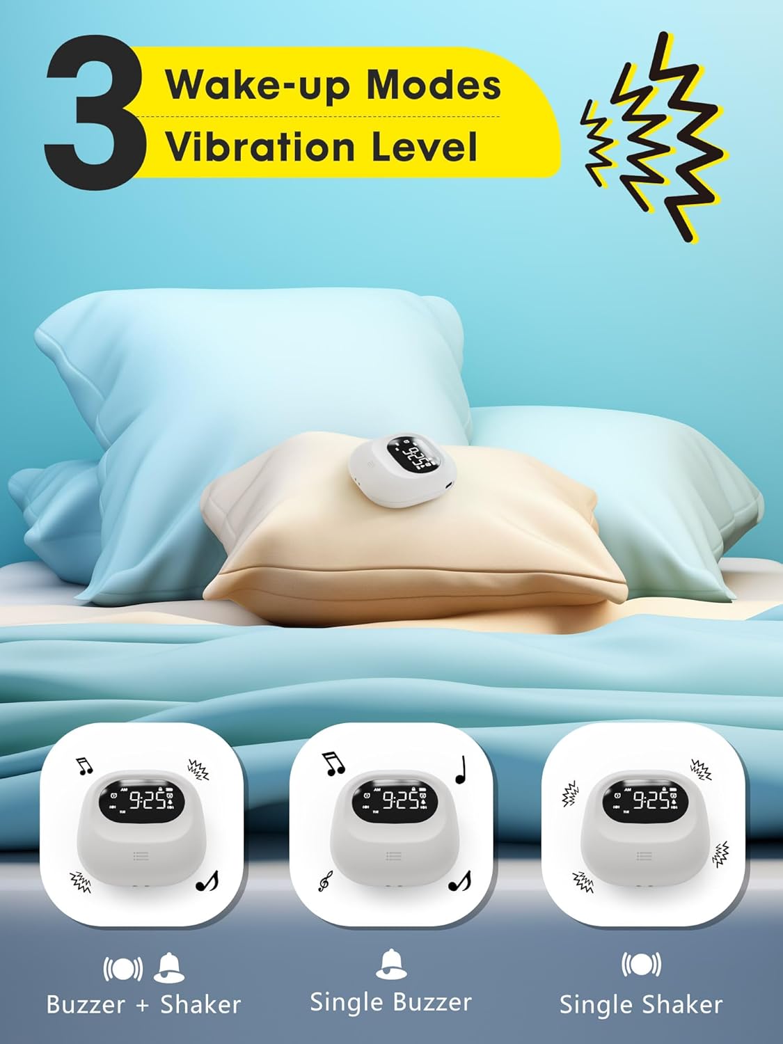 ROCAM Vibrating Alarm Clock with Dual Alarms