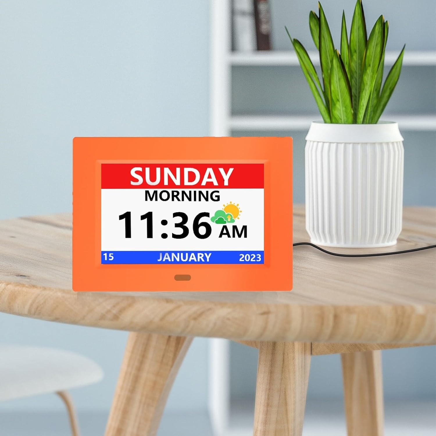 7 Inch Digital Clock with Day Date and Alarms for Seniors