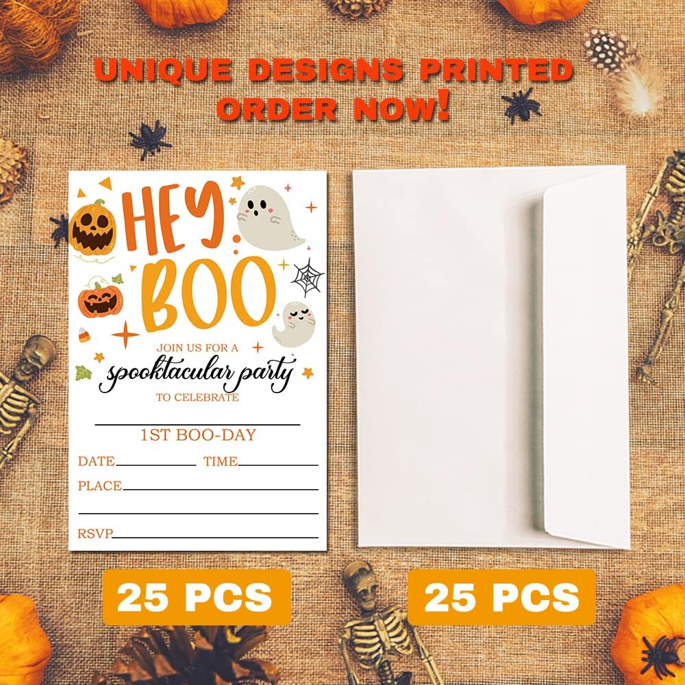 Deluxe Halloween Party Invitations Set with Envelopes 25 Cards 4X6
