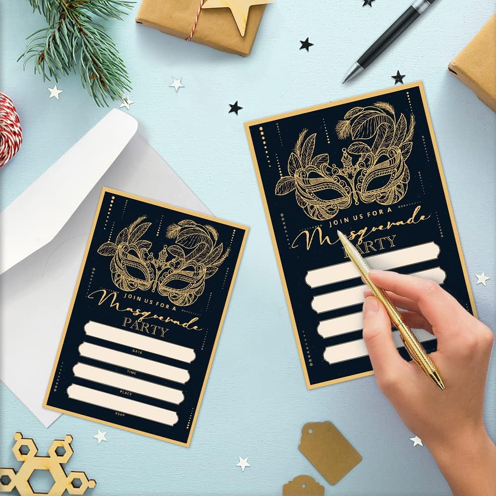 Masquerade Party Invitations 15 Card Set