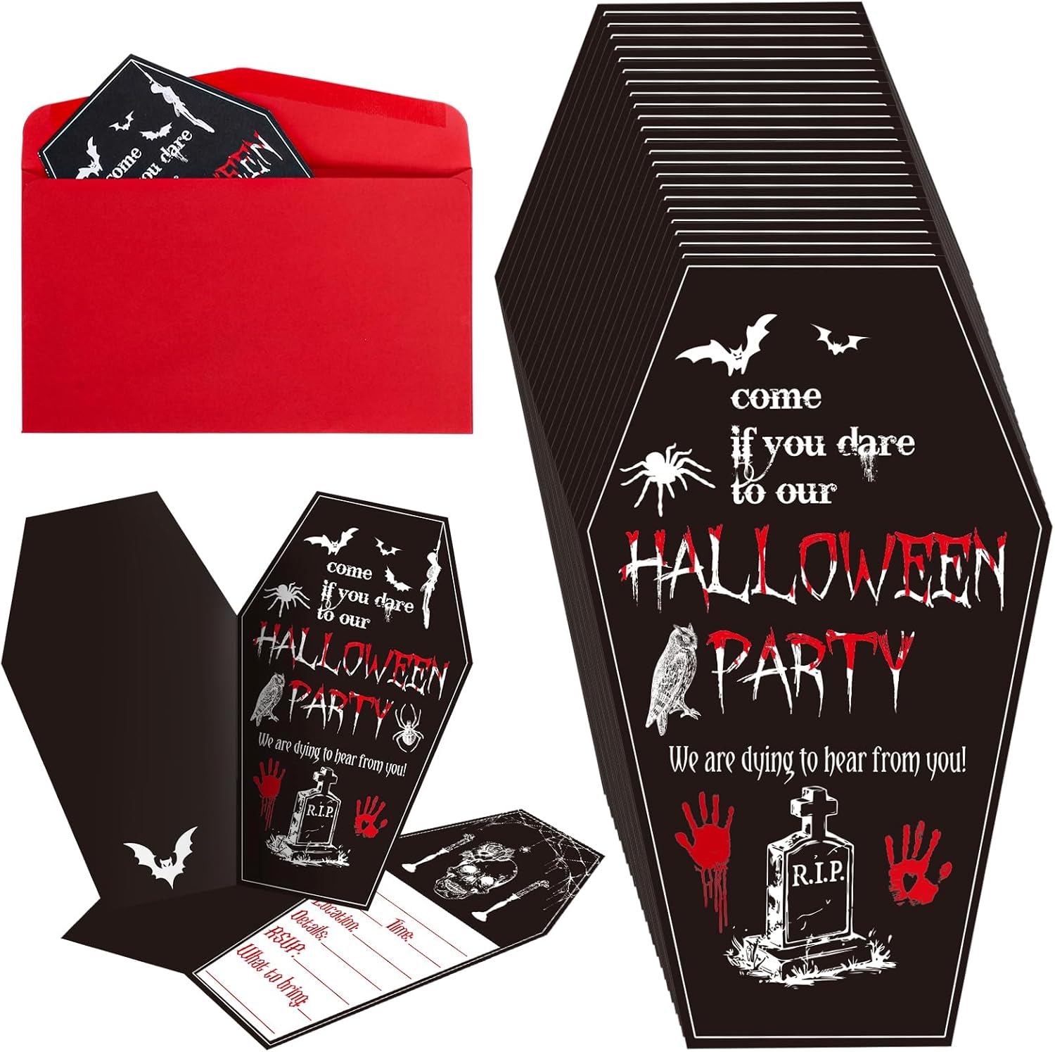Halloween Party Invitation Cards and Envelopes 20 Pieces