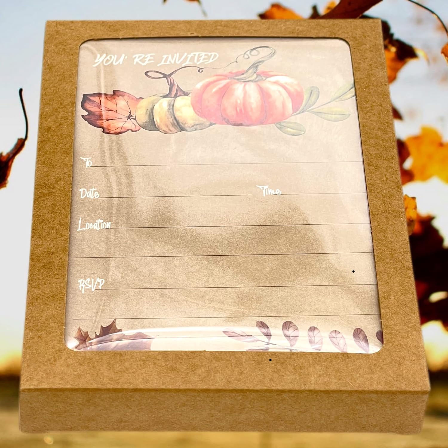 25 Pumpkin Fall Invitations With Envelopes