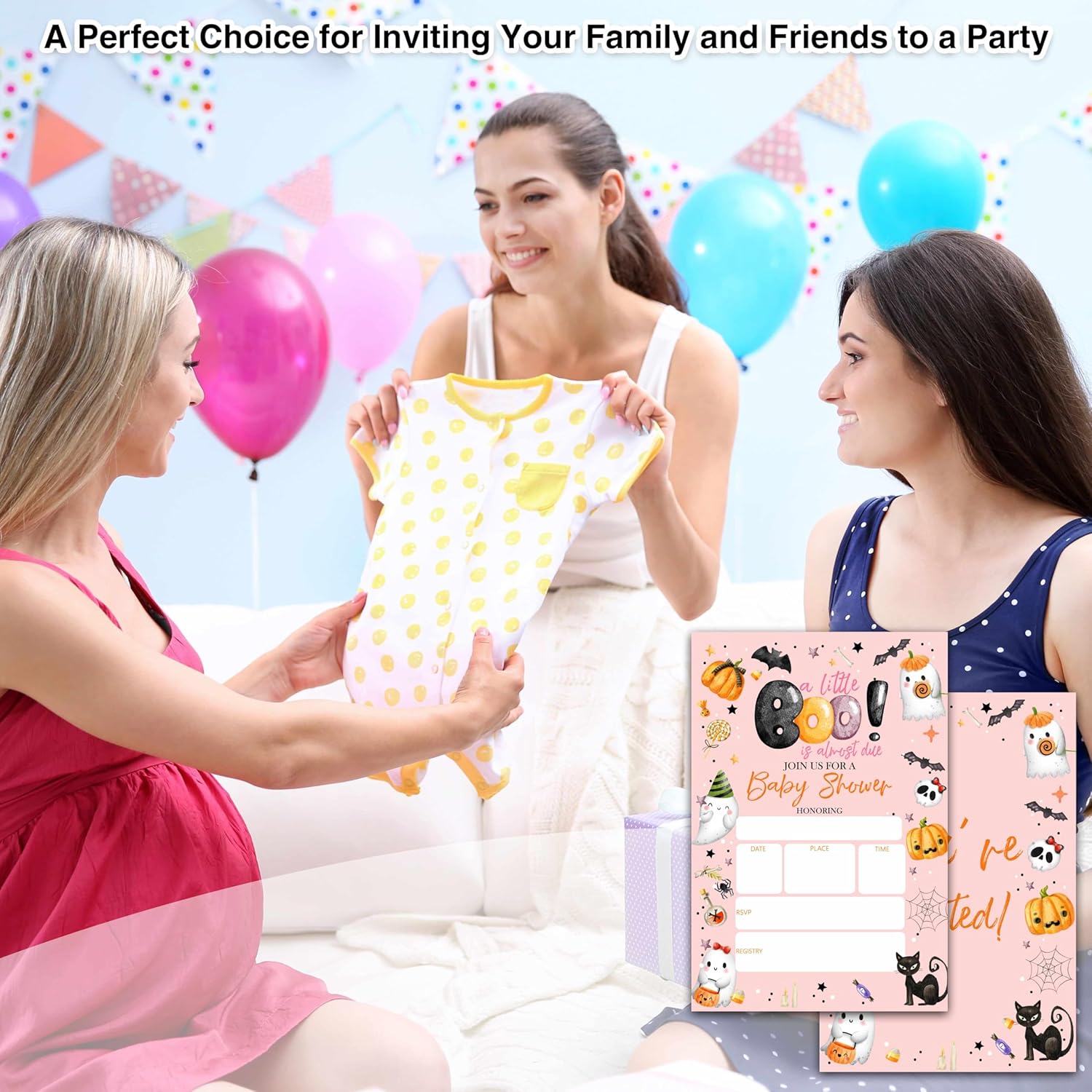 Baby Shower Invitations 4x6 A Little Boo Gender Reveal Party Cards 25 Pieces