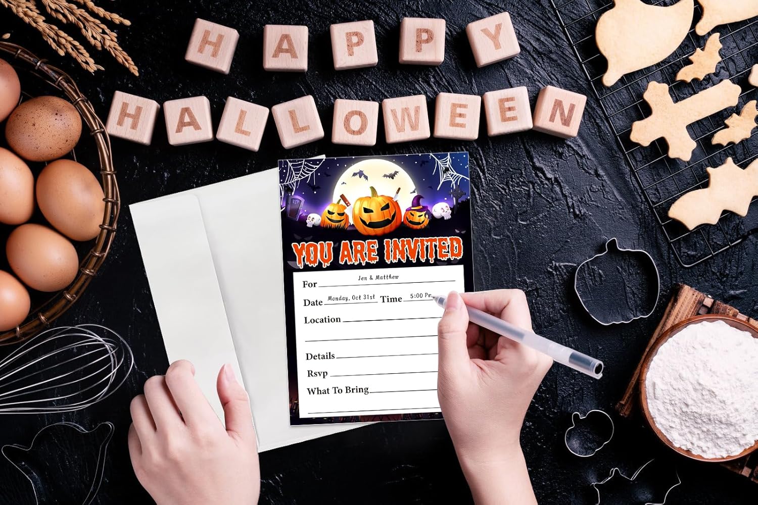 Spooky Halloween Party Invites 15 Set 5x7 Double Sided