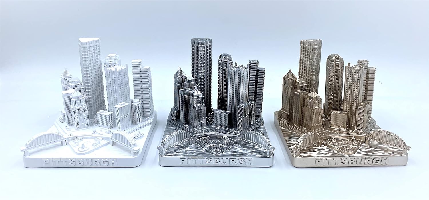 Pittsburgh 3D City Famous Building Model Statue Silver 4 Inch