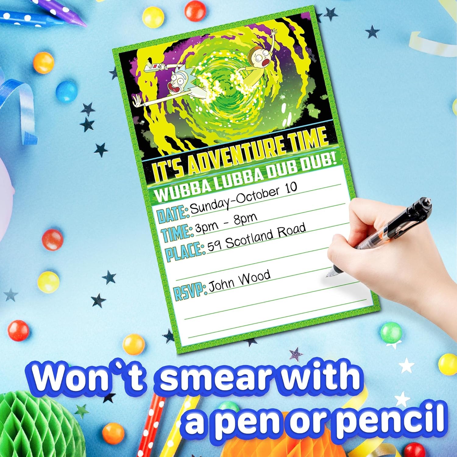 Set of 20 Anime Science Birthday Invites with Envelopes