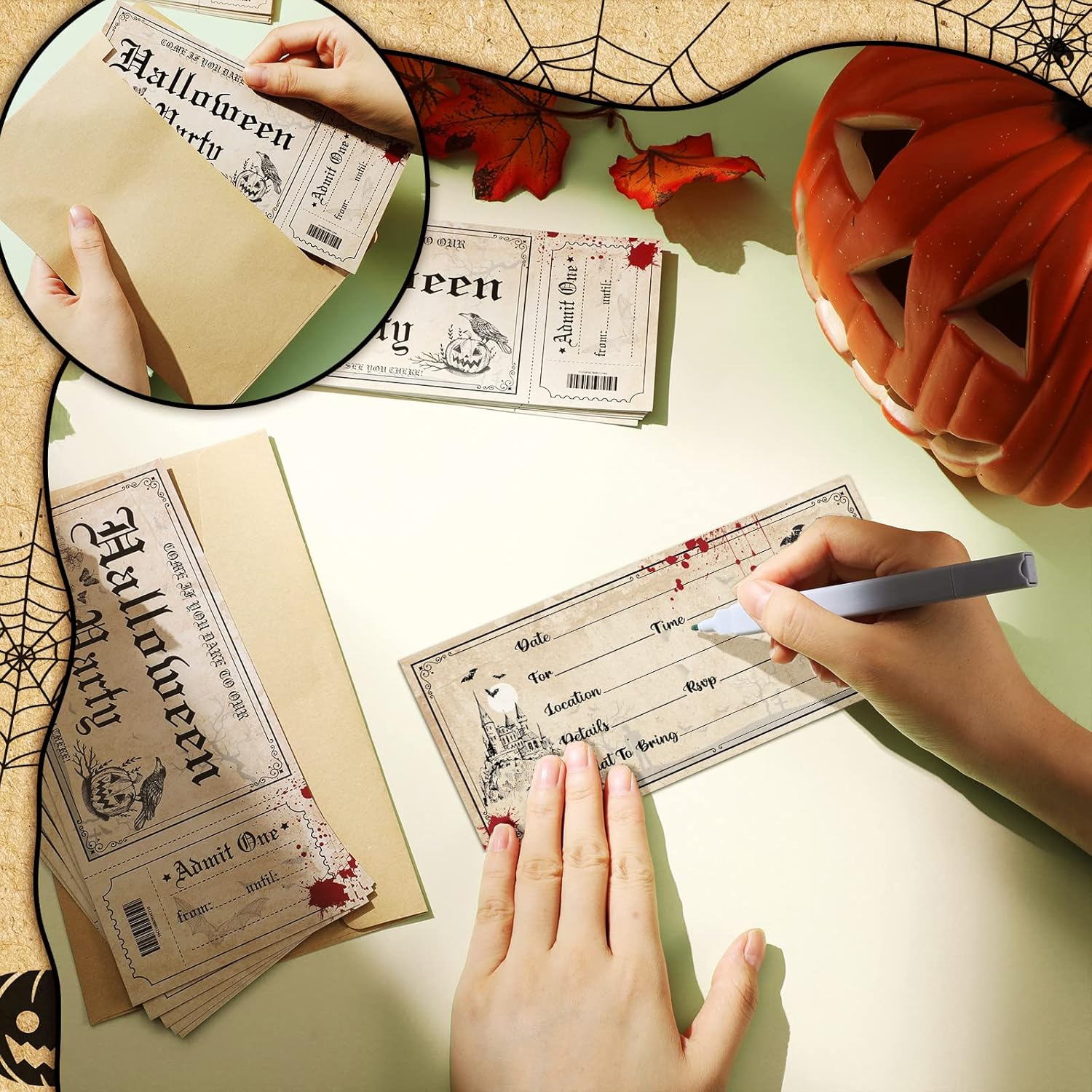 Geelin Halloween Party Invitations 30 Pcs with Envelopes