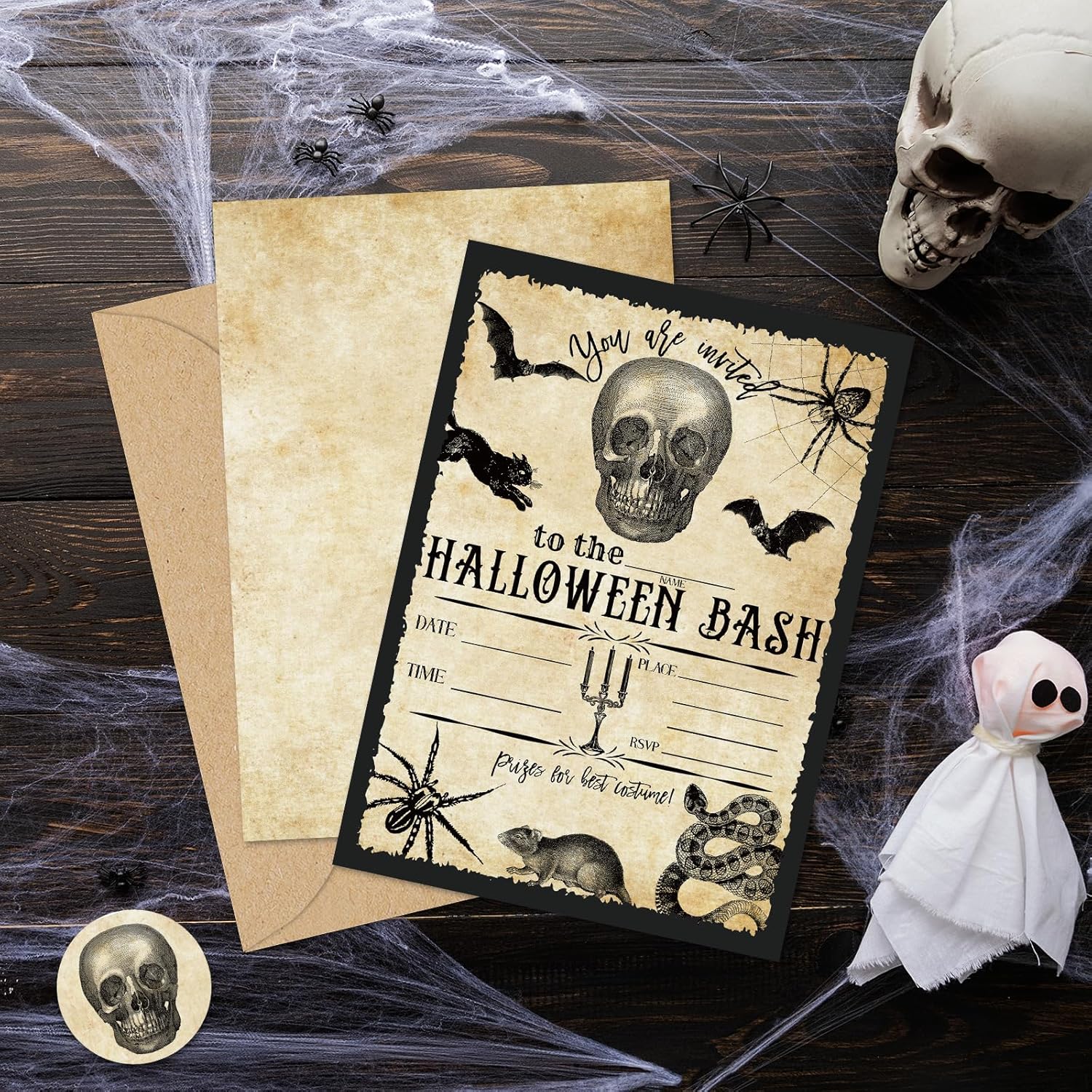 Whaline Halloween Invitation Cards with Envelopes Set of 25