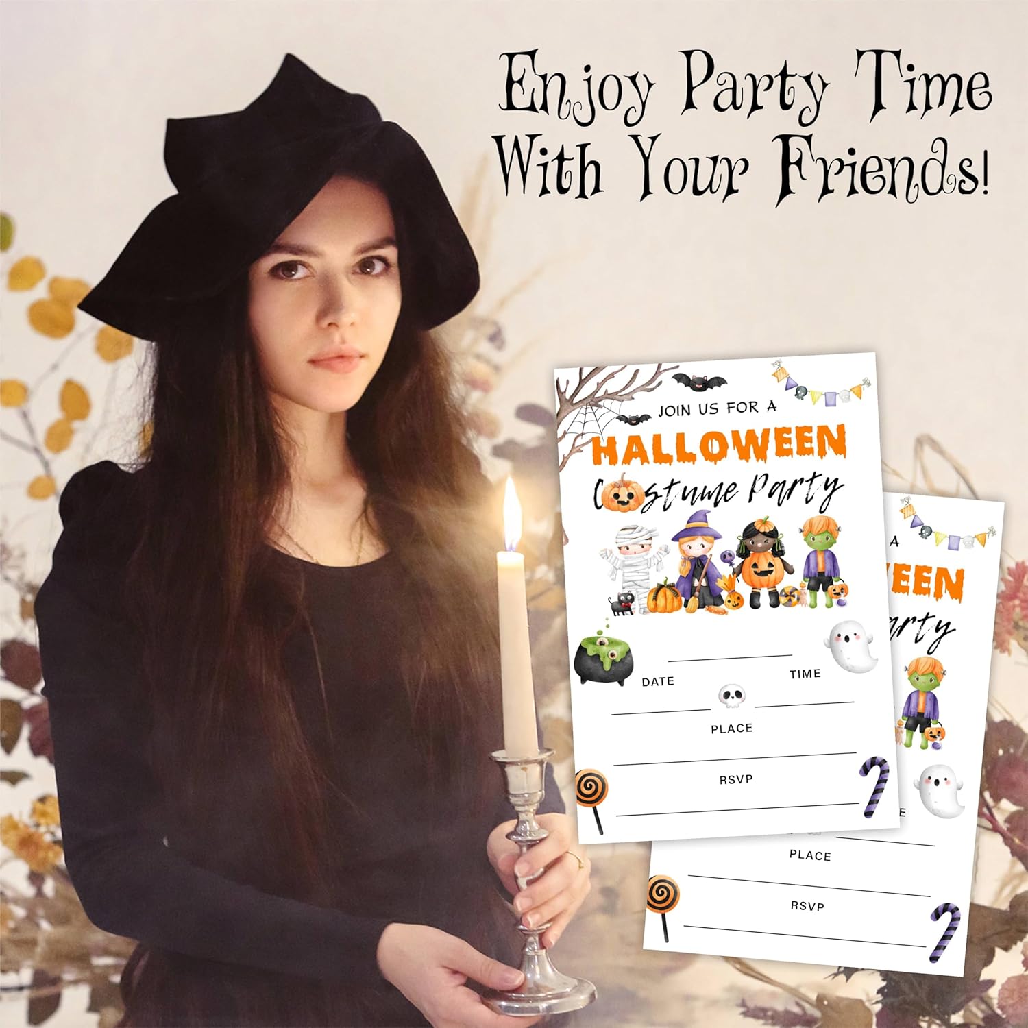 Halloween Party Invitations 25 Pumpkin Double Sided Fill In Cards With Envelopes