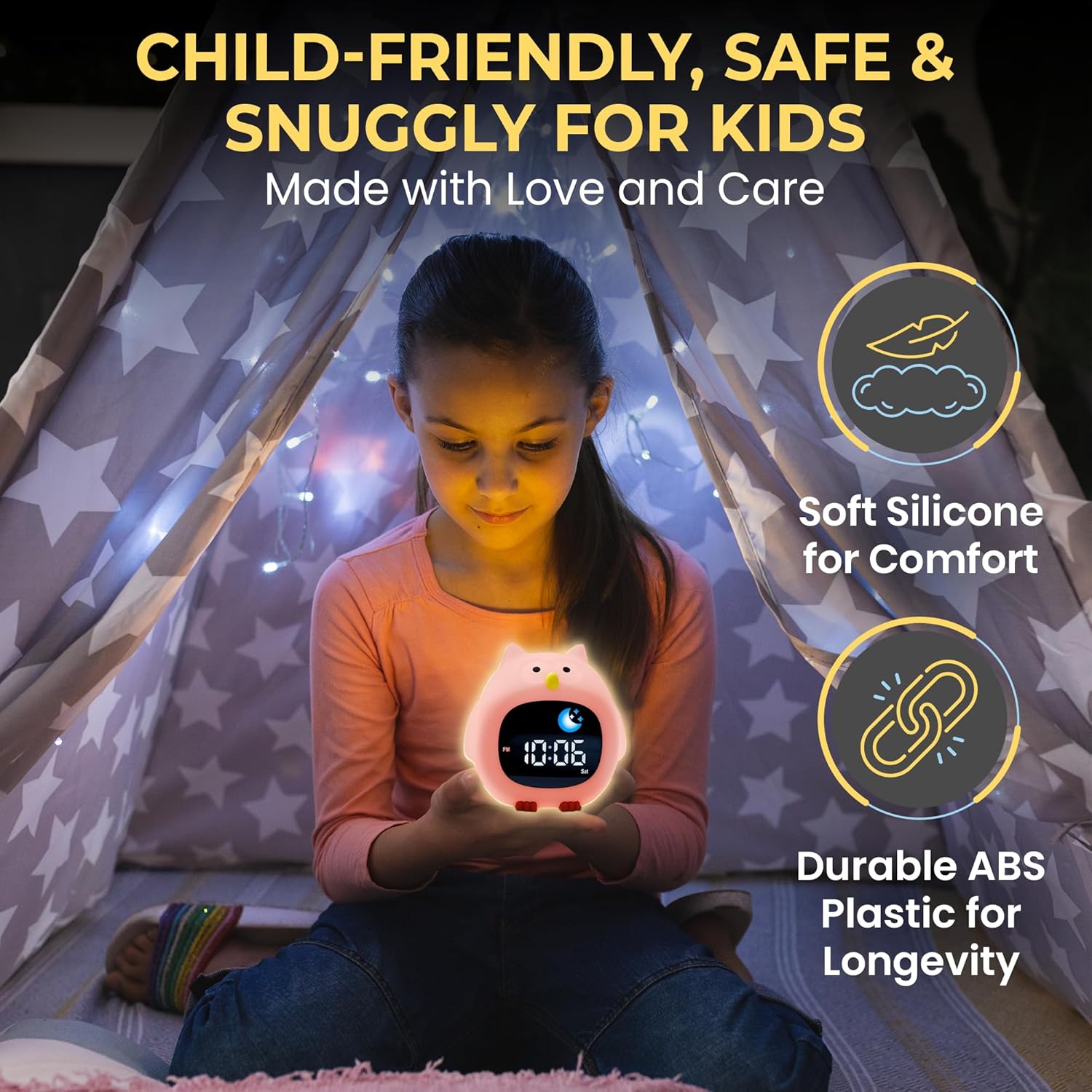 Bumble Bright Kids Alarm Clock with Nightlight and Sound