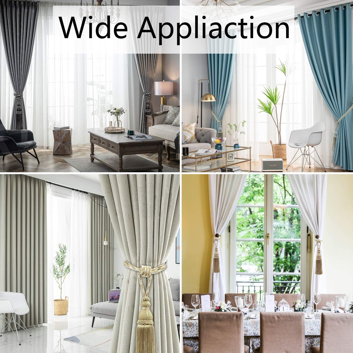 BEL AVENIR 2 Pack Green Tassel Curtain Holdbacks
