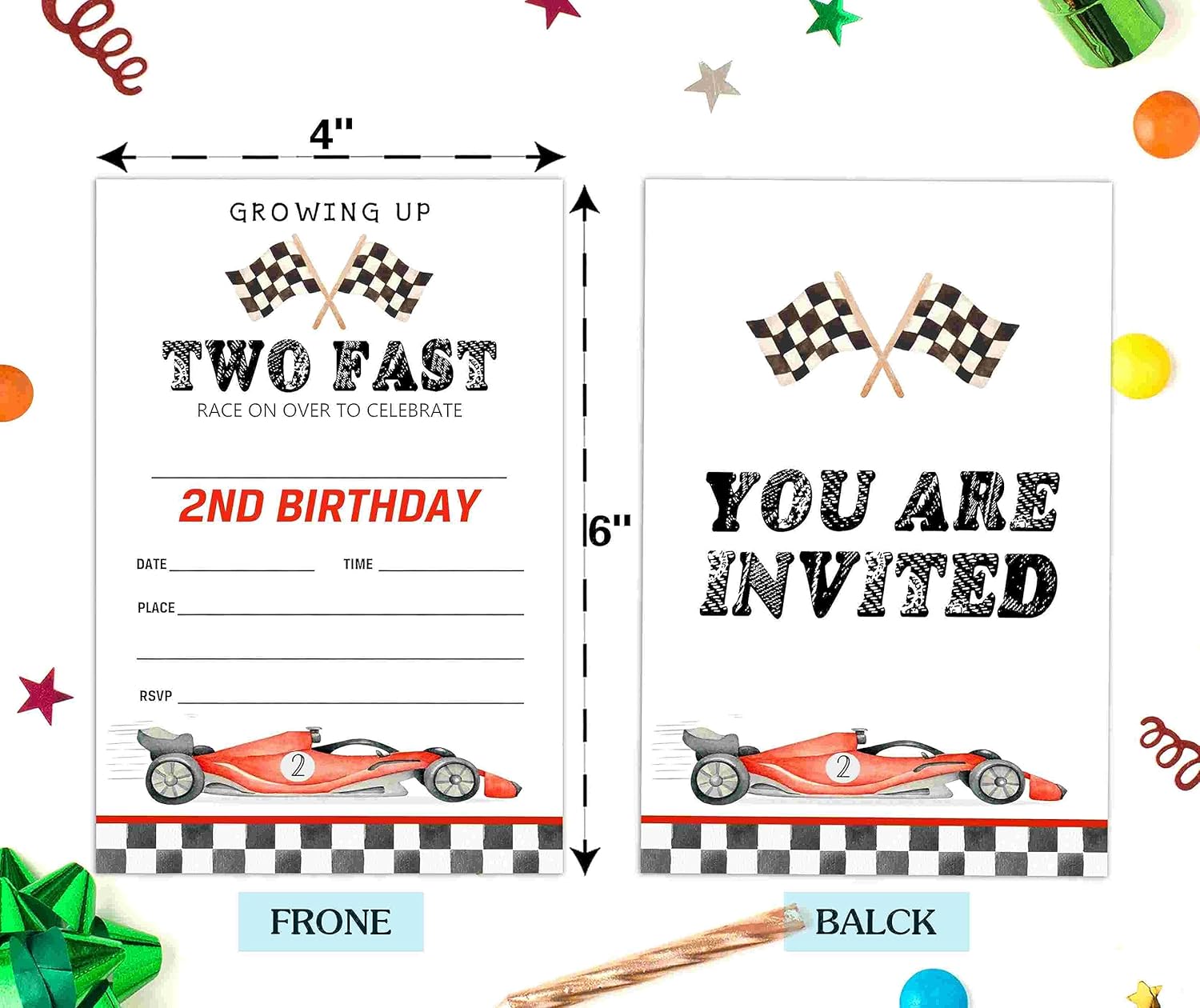 2nd Race Car Birthday Party Invitation Set