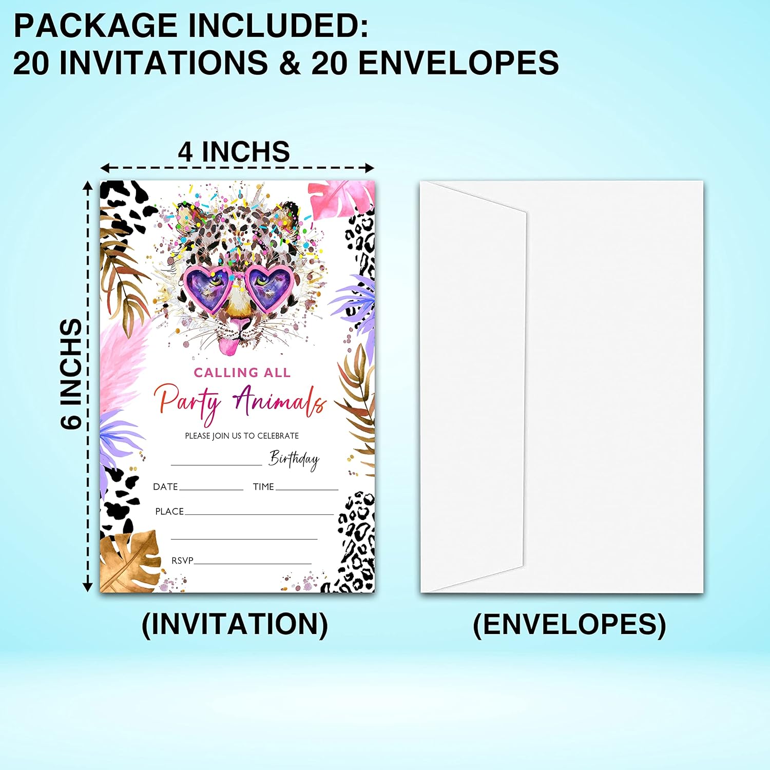 NYCTUG Leopard Print Birthday Invitations for Teens
