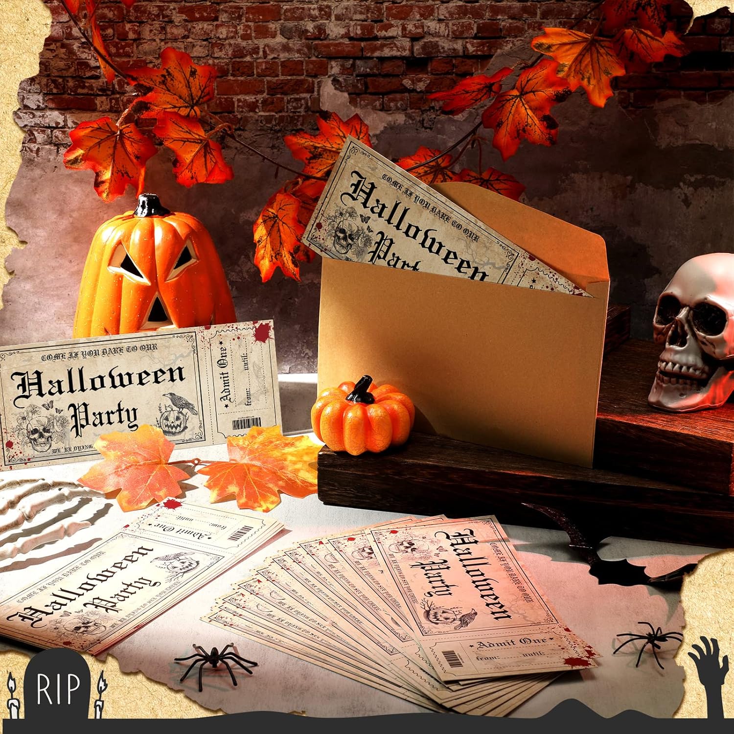 Geelin Halloween Party Invitations 30 Pcs with Envelopes