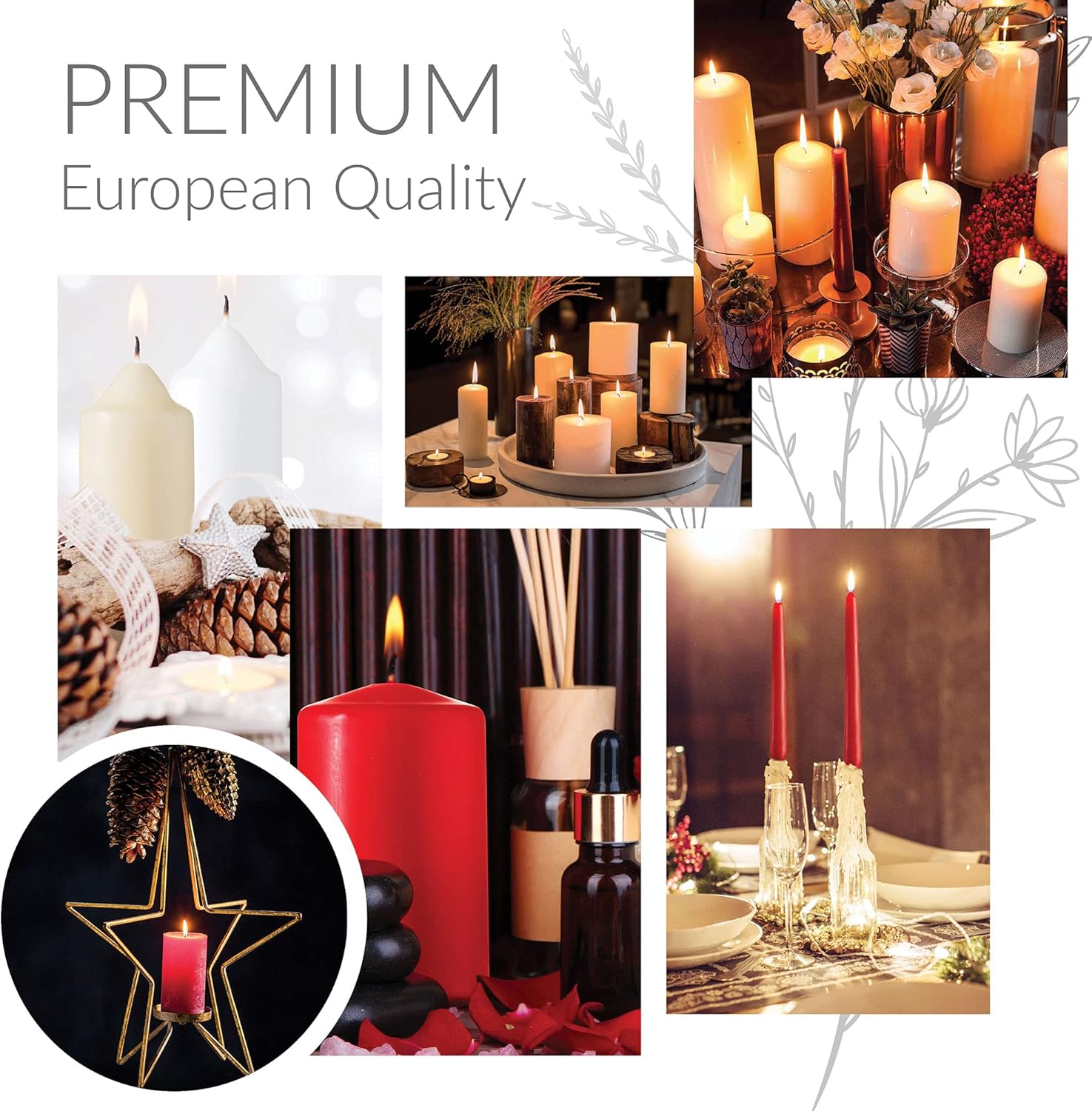 SPAAS Rustic Red Pillar Candles Set of 4