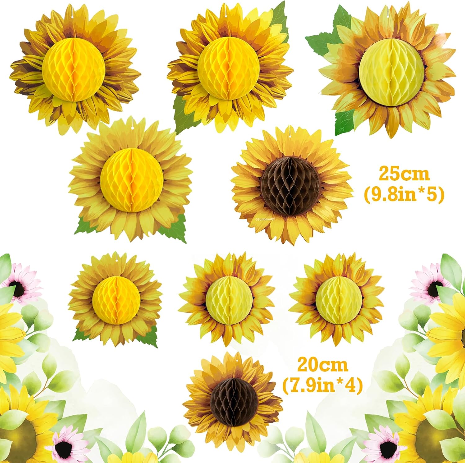 Paper Jazz Sunflower Honeycomb Decorations Set