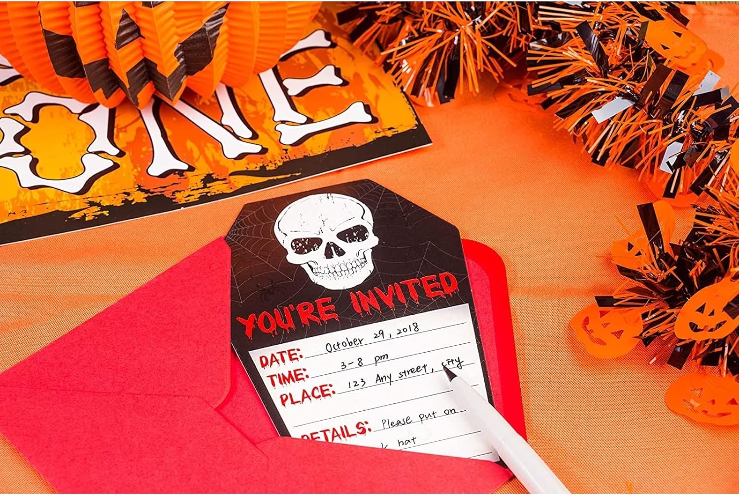 Juvale Halloween Invitation Cards 60-Pack Skull Design