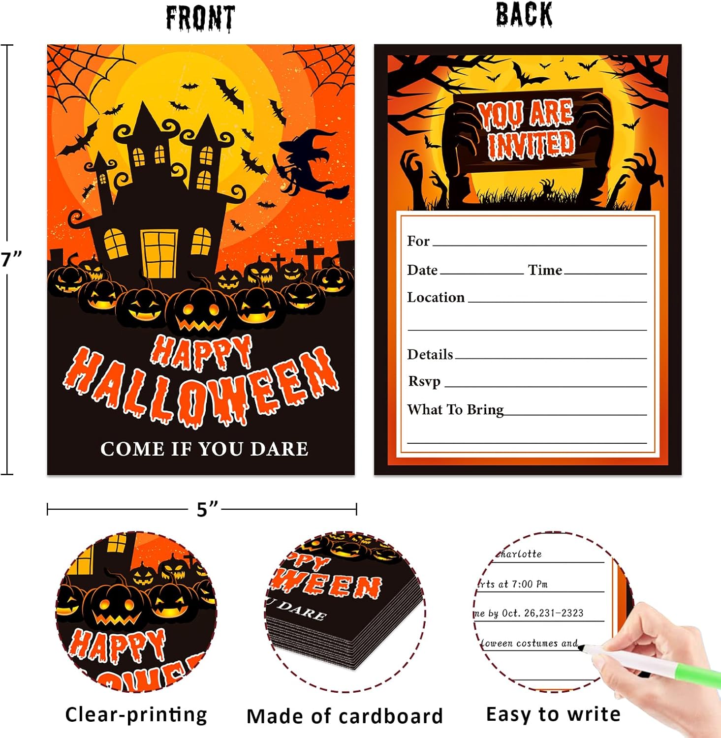 15Set Halloween Invitations with Envelopes 5x7