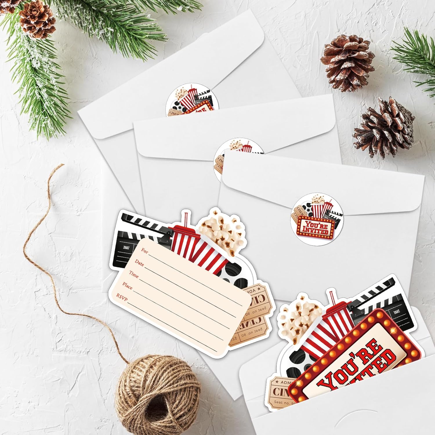 REWIDPARTY Movie Party Invitations Set of 15