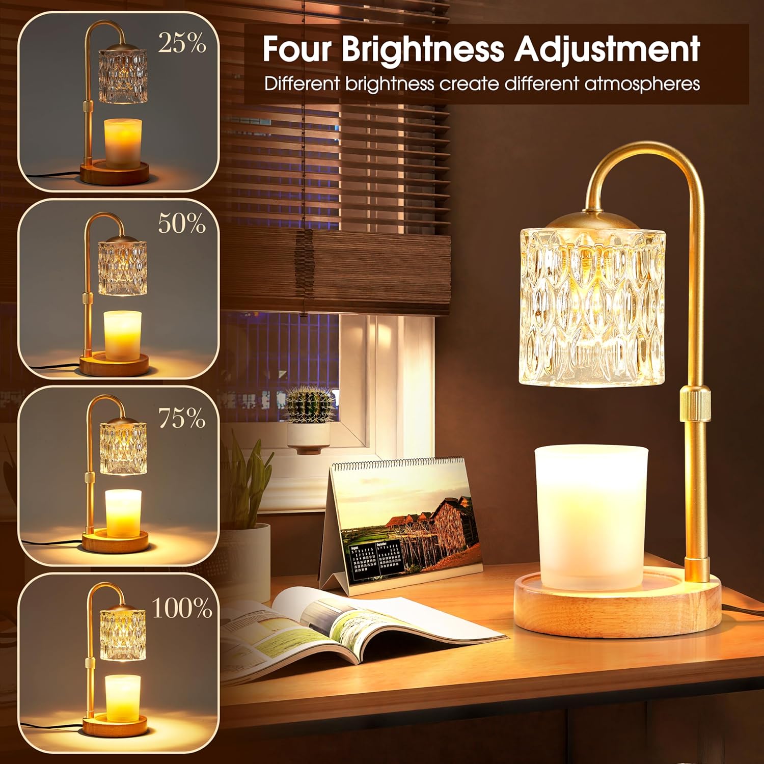 Briever Dimmable Candle Warmer Lamp with Timer and Height Adjustment